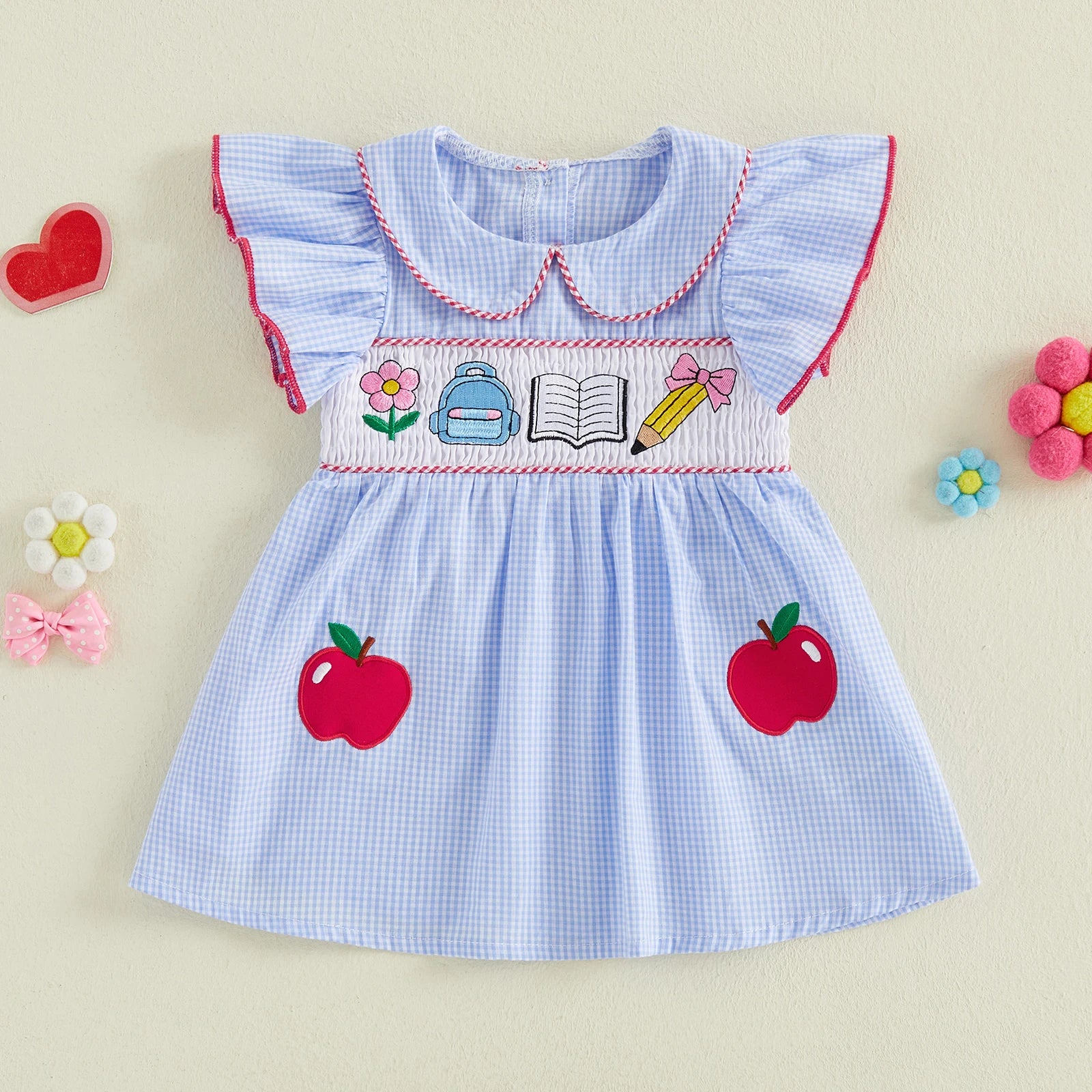 Summer Girls School Dress Embroidery