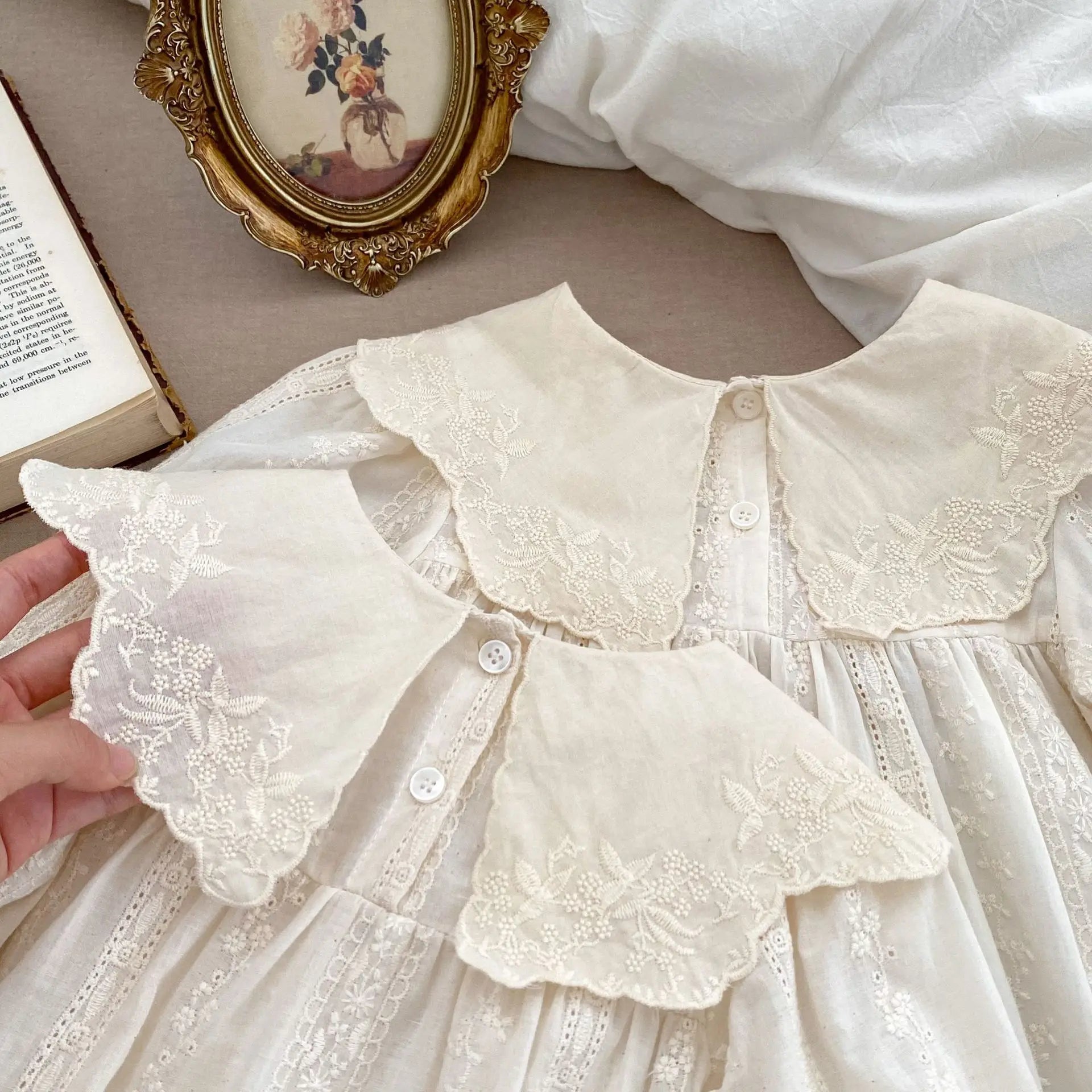 Baby Girl Bodysuit Sisters Dress Flower Embroidery