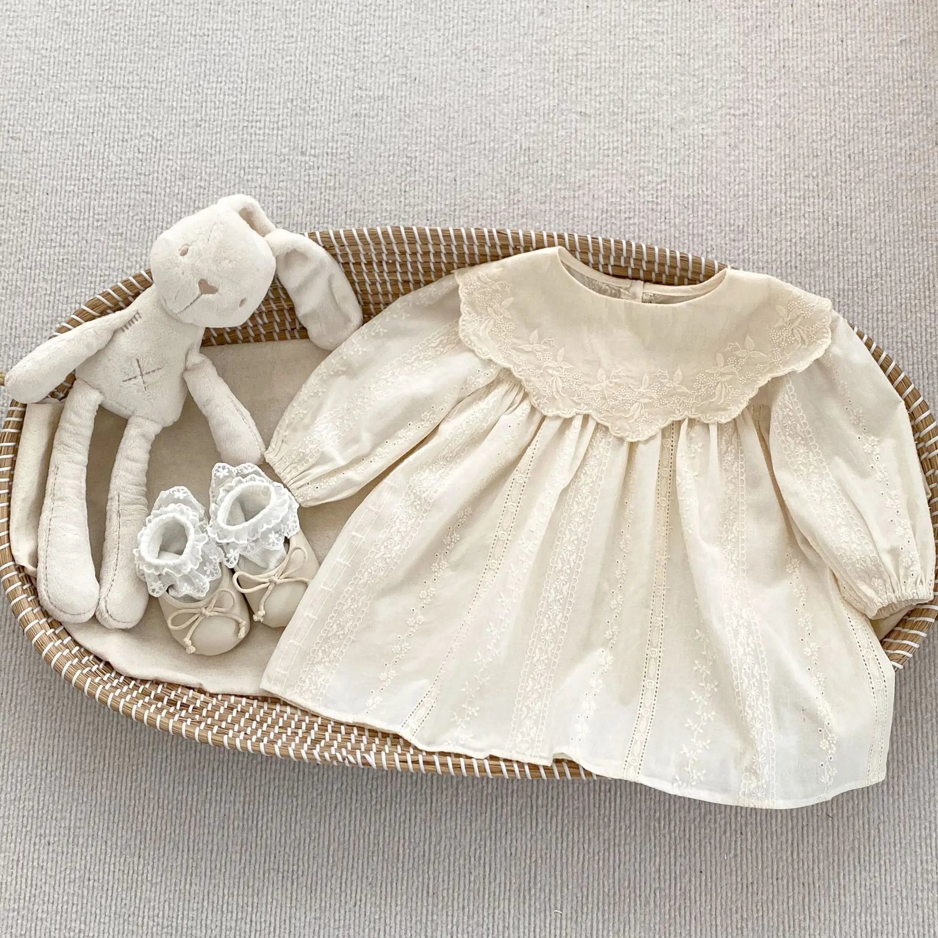 Baby Girl Bodysuit Sisters Dress Flower Embroidery