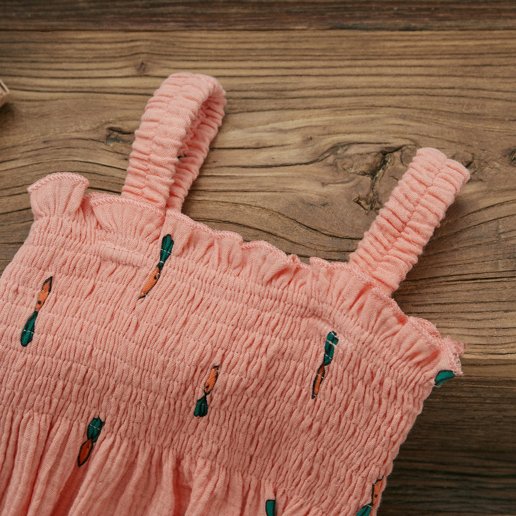 Baby Girls Jumpsuit Ruffles Sleeveless Cherry