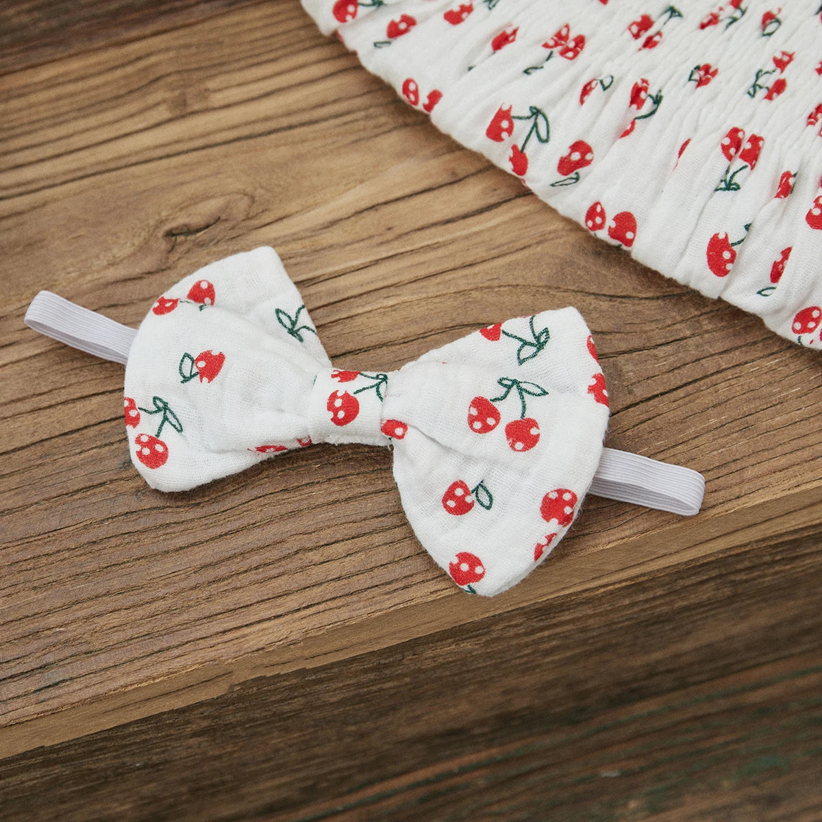 Baby Girls Jumpsuit Ruffles Sleeveless Cherry