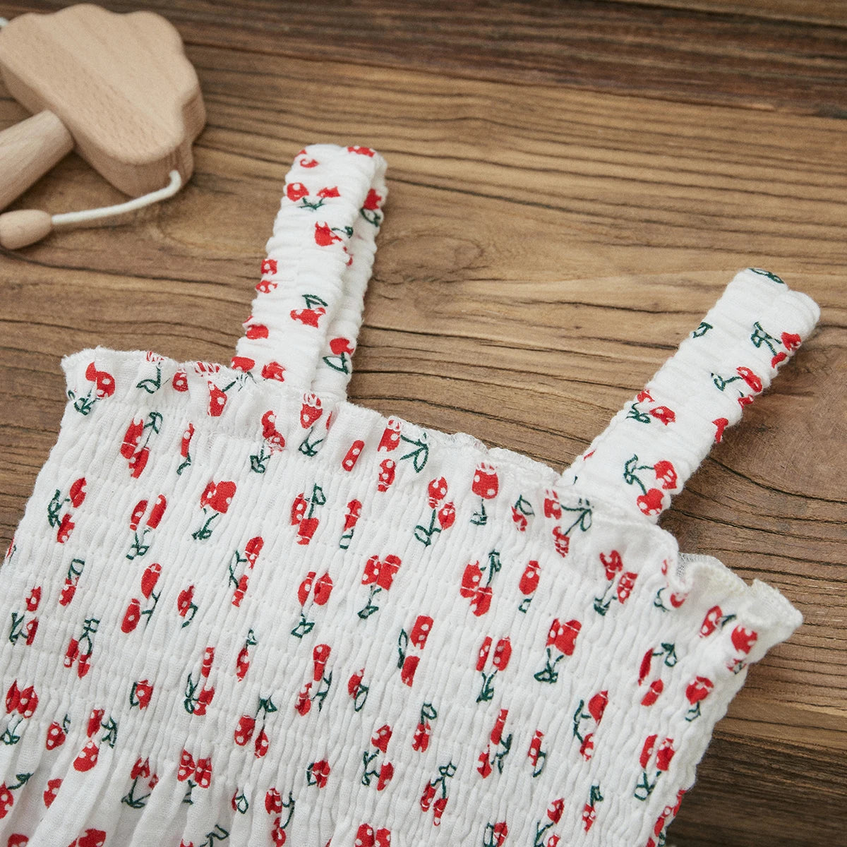 Baby Girls Jumpsuit Ruffles Sleeveless Cherry