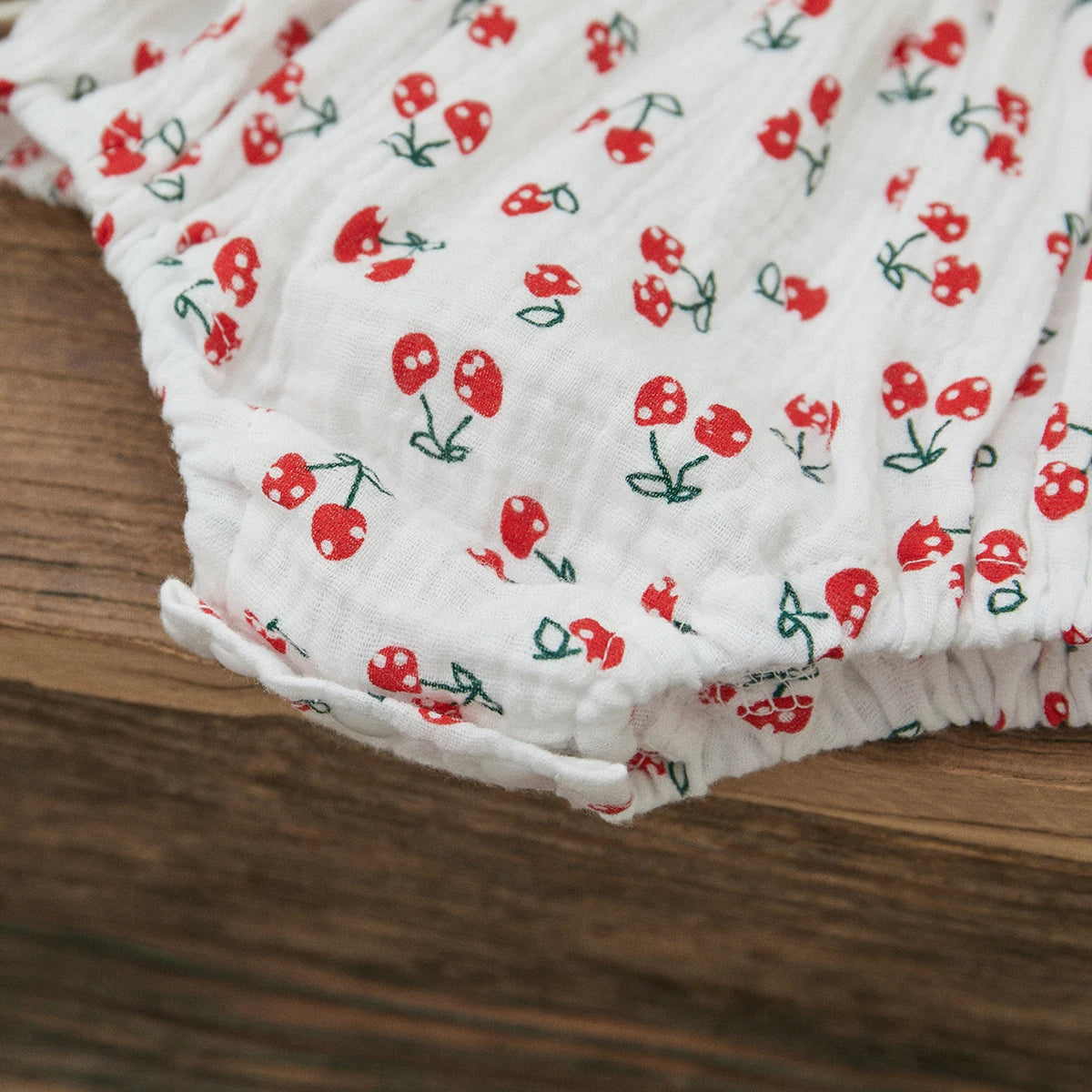 Baby Girls Jumpsuit Ruffles Sleeveless Cherry
