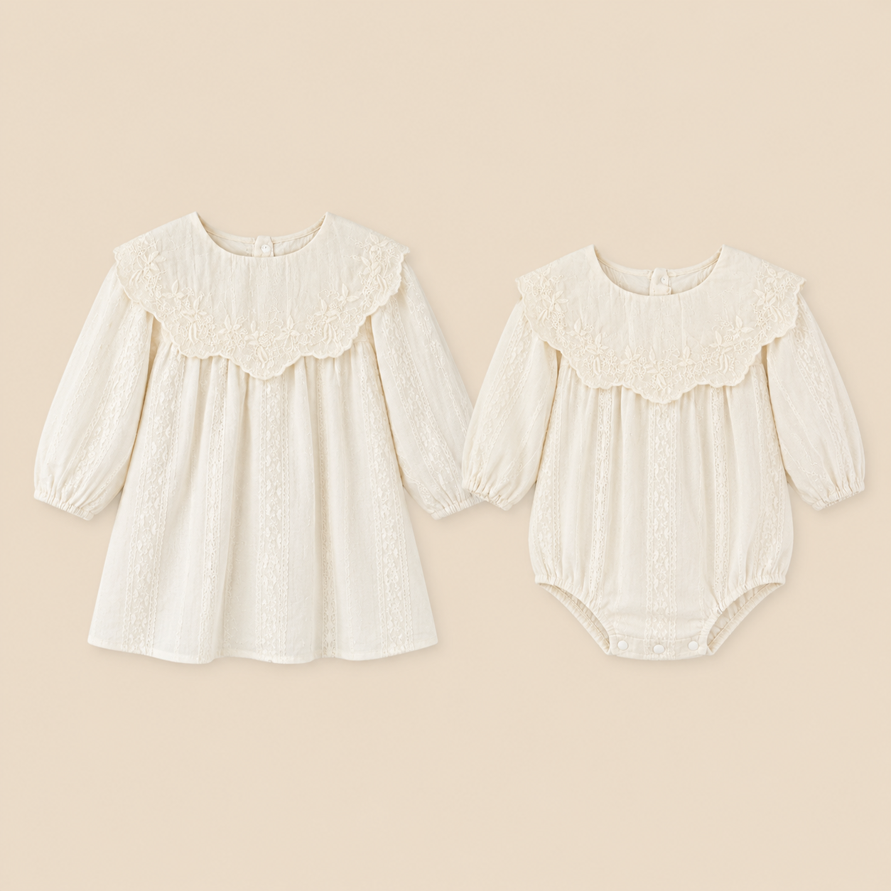 Duo robe & body en dentelle - Ivoire